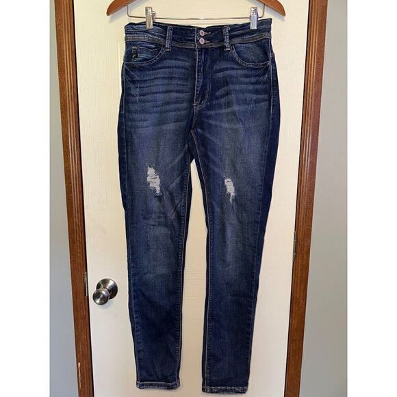 KanCan Dark Wash High-Rise Distressed Jeans KC6088M  Size 28 - Picture 1 of 10